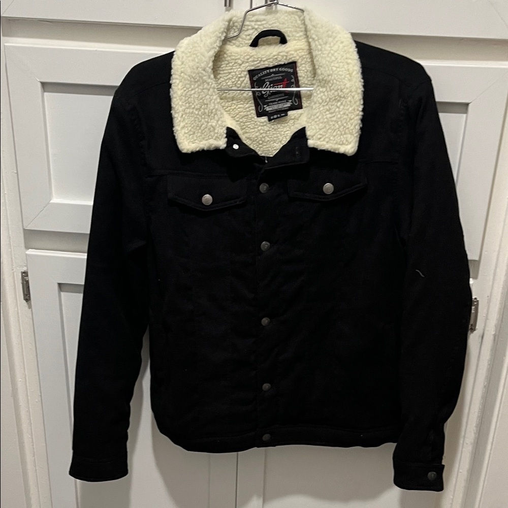 Men's Black corduroy Jacket with Sherpa Collar